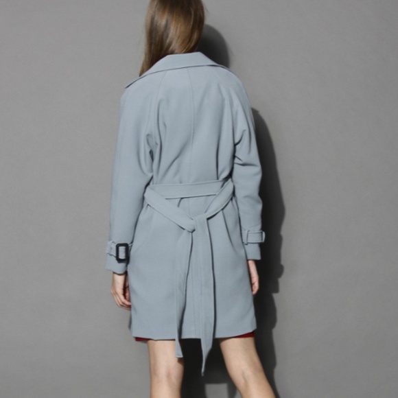 Waterfall Belted Trench Coat in Grey - Picture 4 of 5